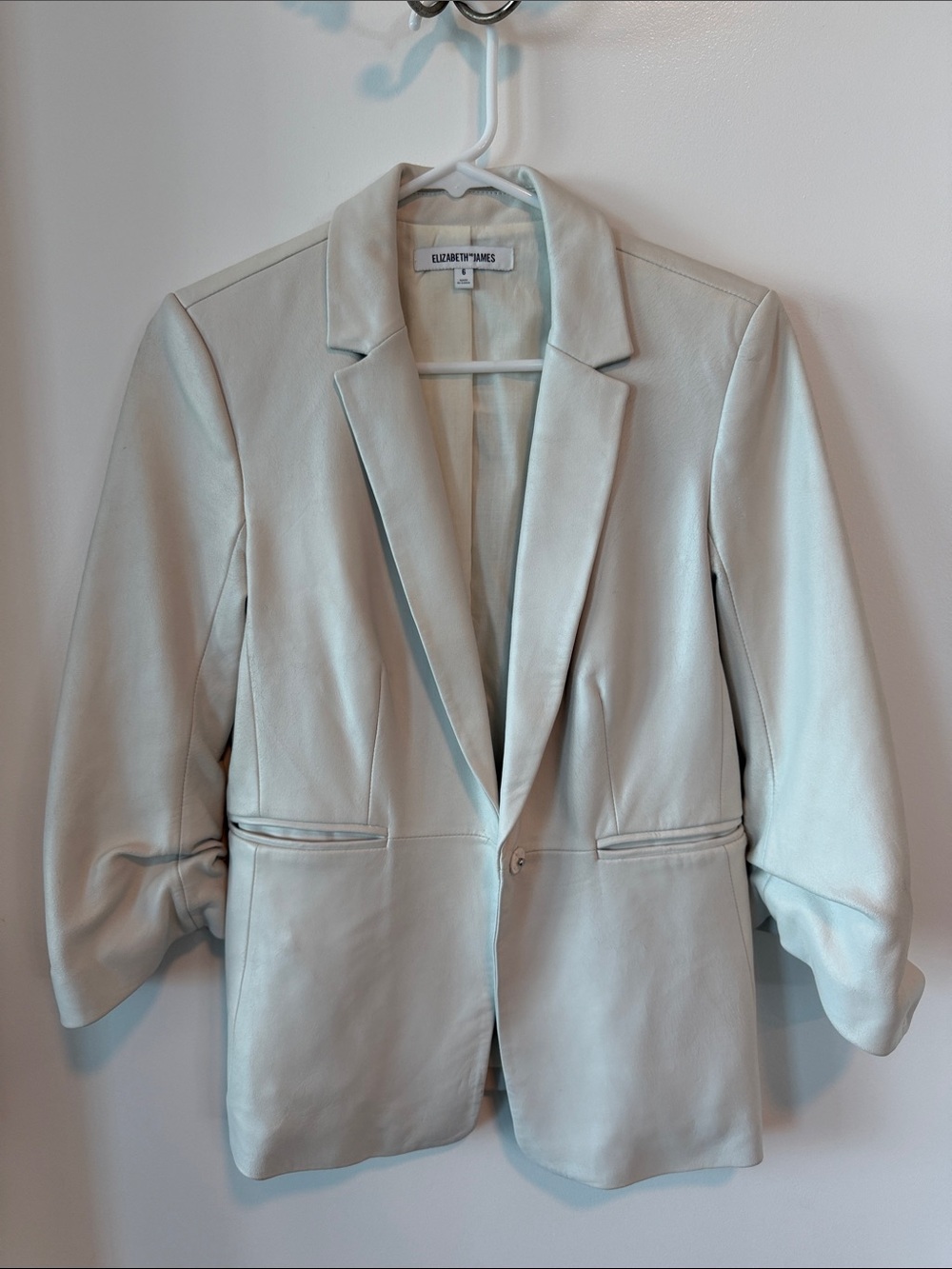 Elizabeth and James Light Cream Leather Blazer